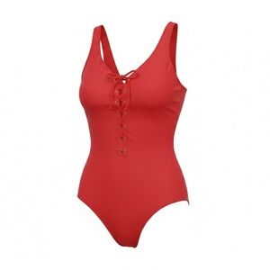 MeetCurve One Piece Swimsuit Women 2XL Red New Lace Up Front Cross Back 1X Fit